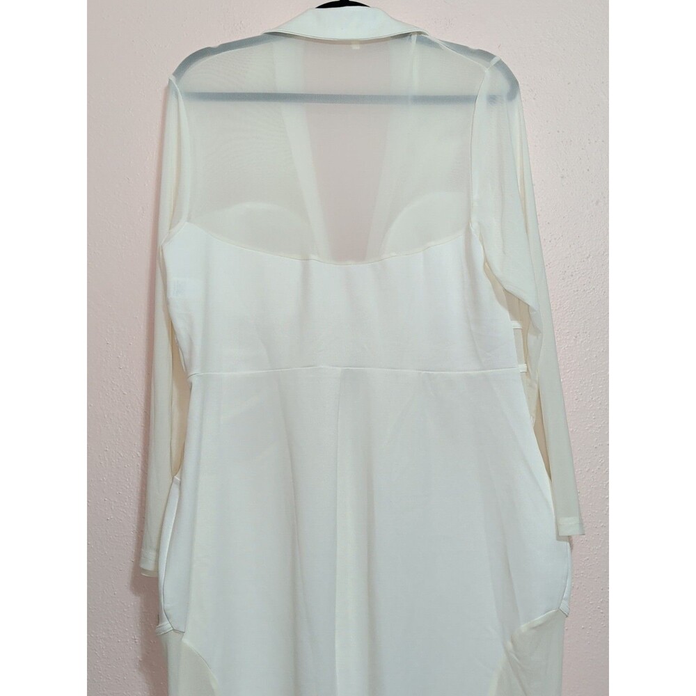 Curvy Sense Blazer Bodycon Dress Womens 2XL Ivory Sheer Mesh Cutout Zip Sexy - Picture 11 of 14